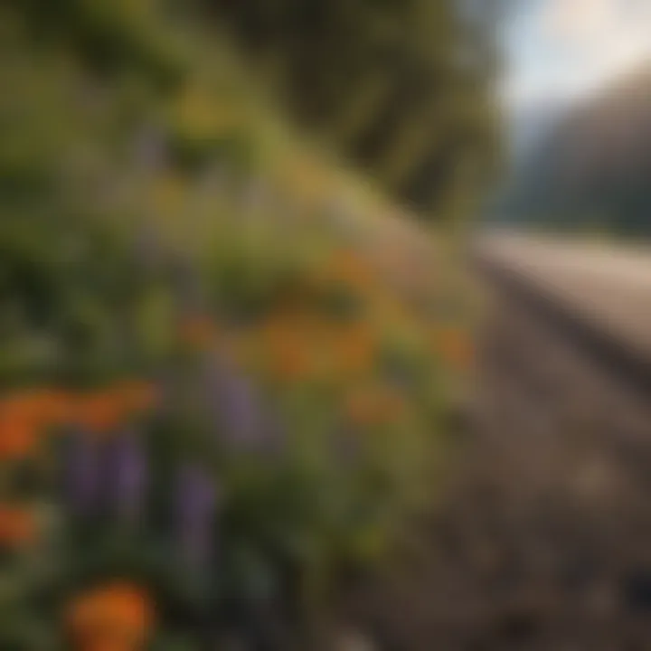 Colorful Wildflowers Blooming by the Roadside