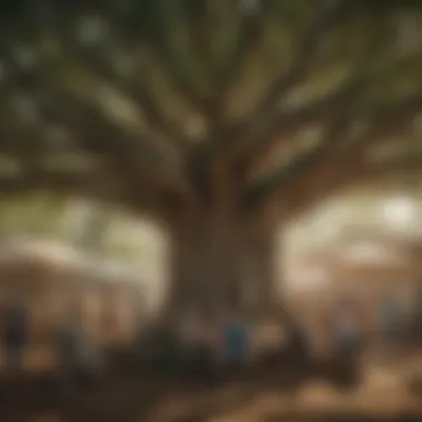 Community gathering under the Money Tree in Marysville