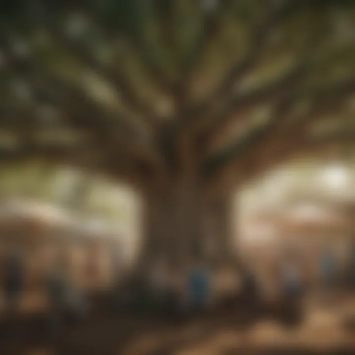Community gathering under the Money Tree in Marysville