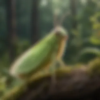 Vibrant Luna Moth Caterpillar Crawling