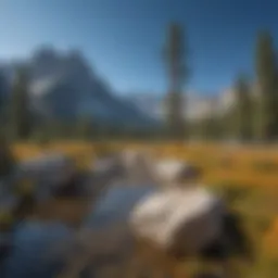 Majestic view of High Sierra peaks under clear blue sky