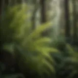 Lush sword fern in a forest setting
