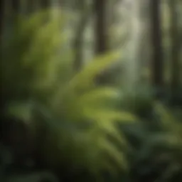 Lush sword fern in a forest setting