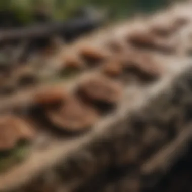 Fungal decay close-up on wood