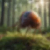 Detailed illustration of a tick in forest environment