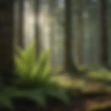 A lush forest habitat rich in fern species