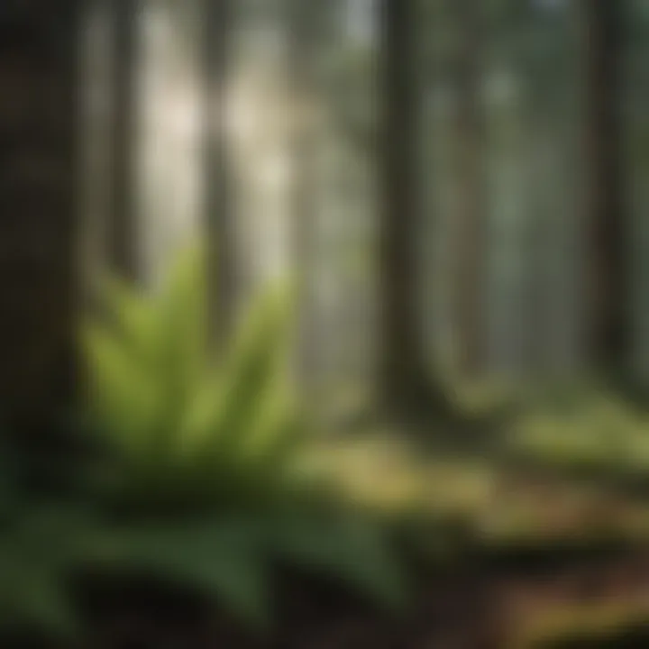 A lush forest habitat rich in fern species