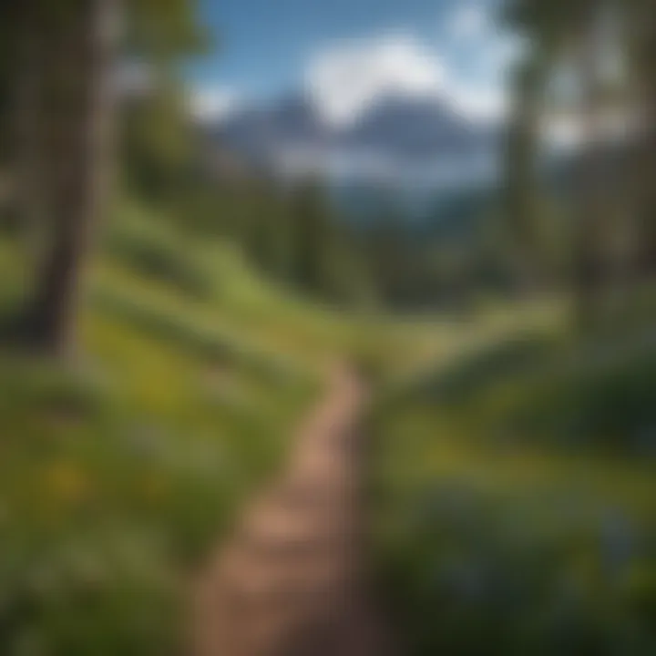 Trail Through Nature's Palette Hiking trail leading through vibrant wildflower fields