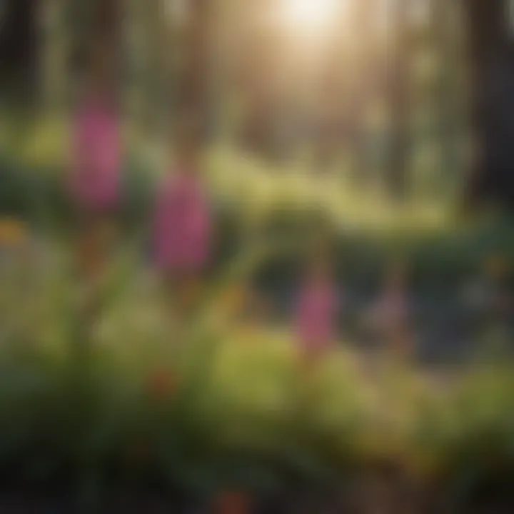 A close-up of vibrant native wildflowers in bloom