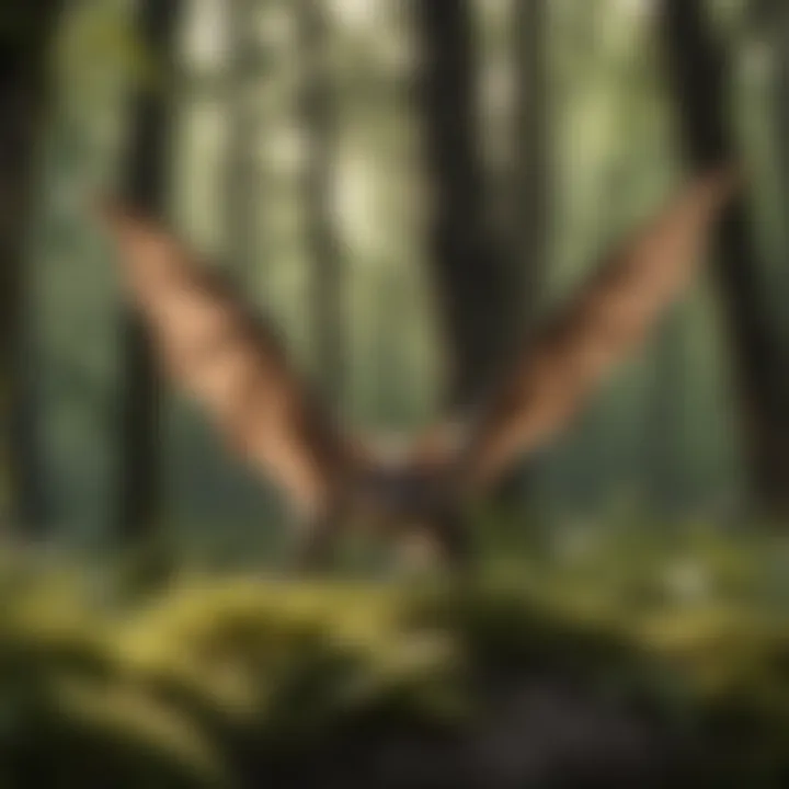 A vibrant forest scene illustrating bats in their natural habitat