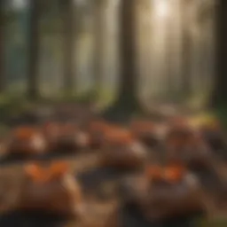 Diverse types of tree planting bags displayed in a natural setting