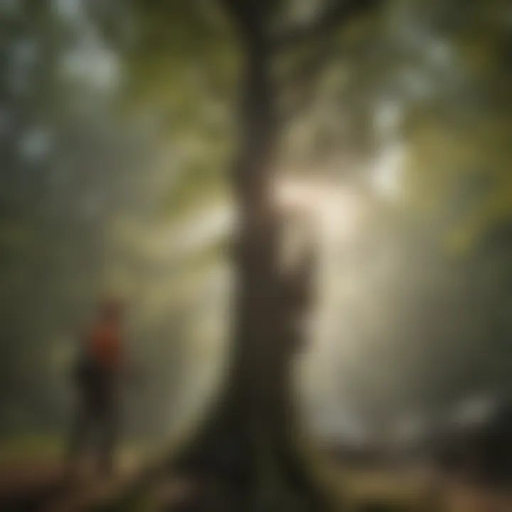 Certified arborist performing tree care in an urban setting