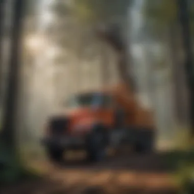 Heavy-duty Tree Pulling Machinery Heavy-duty tree pulling machinery in a forested area