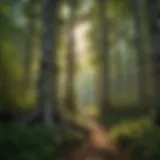 Box Elder Trees in a Rich Forest Ecosystem A dense American forest showcasing box elder trees amidst diverse flora.