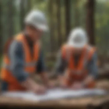 Construction Workers Collaborating on Project Plans Construction Workers Collaborating on Project Plans