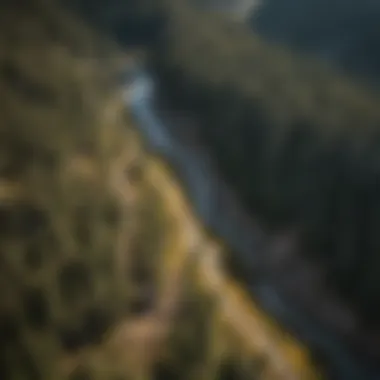 Aerial view of Continental Divide fencing weaving through nature