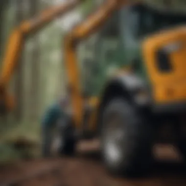 Maintenance of Forestry Equipment Contract mechanic conducting maintenance on forestry equipment
