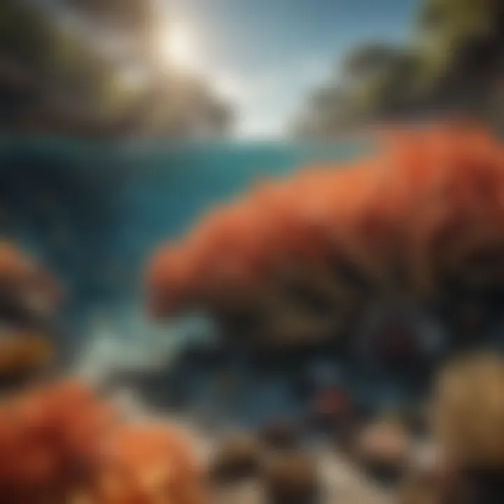 Illustration showing dying coral reefs influenced by carbon emissions