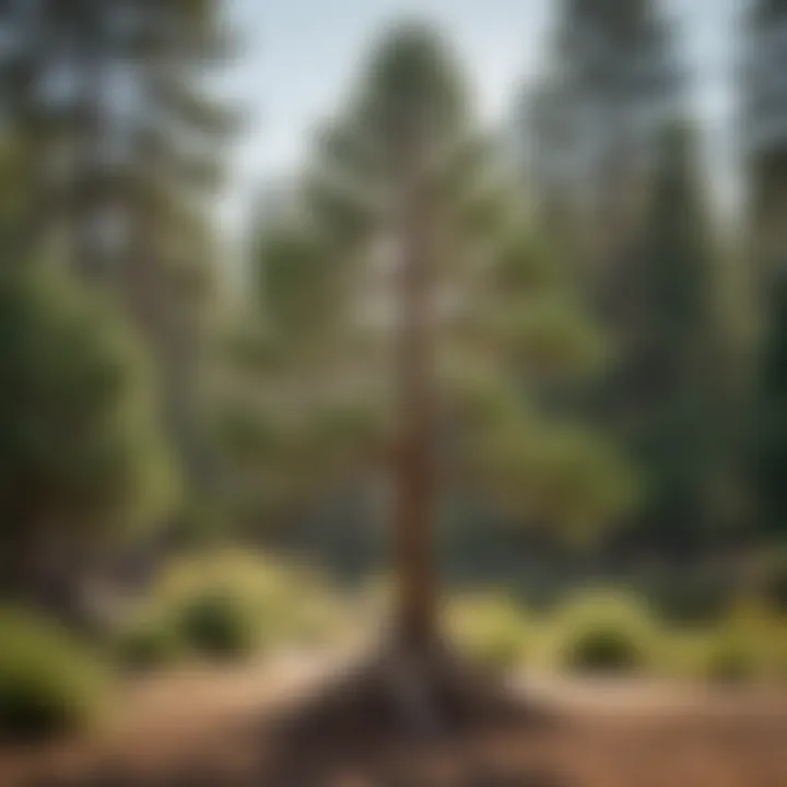 Coulter pine tree in a landscaped garden setting