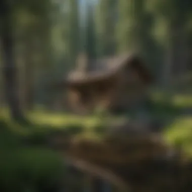 A cozy cabin nestled amidst tall trees in the tranquil setting of Headwaters Lodge