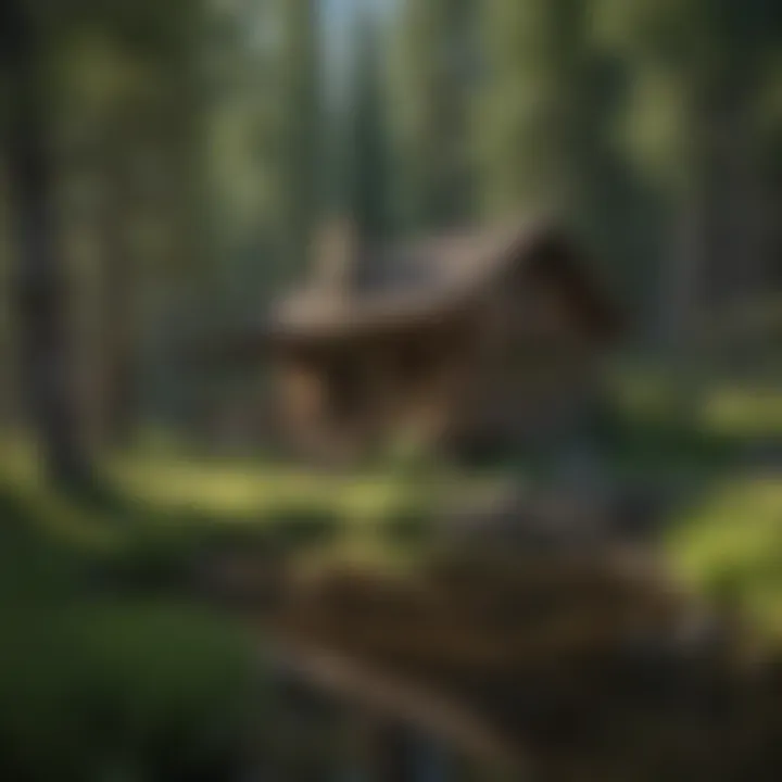 A cozy cabin nestled amidst tall trees in the tranquil setting of Headwaters Lodge