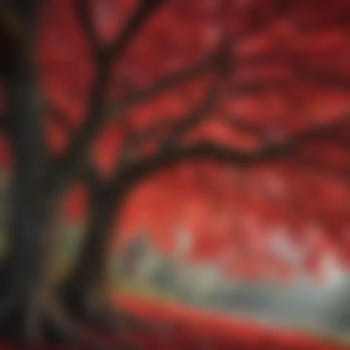 Crimson Canopy: A Red Flowering Tree in Full Bloom