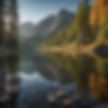 Crystal-clear mountain lake reflecting the surrounding wilderness