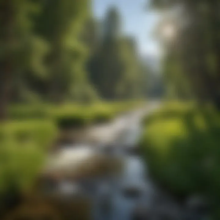 Crystal-clear river flowing through lush greenery in Challis, Idaho