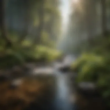 Pristine Stream Meandering Through Lush Forest Crystal Clear Stream Flowing Through Forest