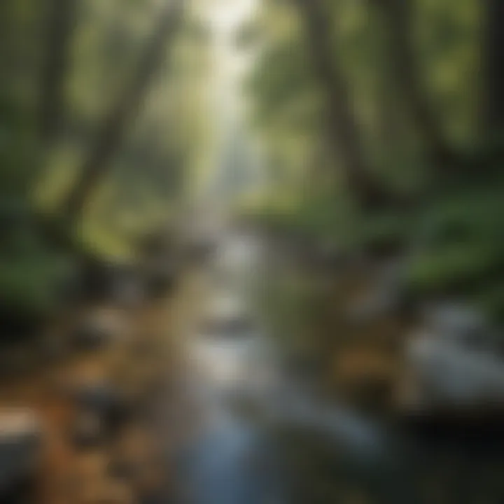 Crystal-clear stream running through lush Southwest Missouri wilderness