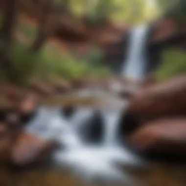 Crystal clear waters flowing gracefully in Sedona waterfall