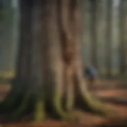 Tree trunk being measured for cutting