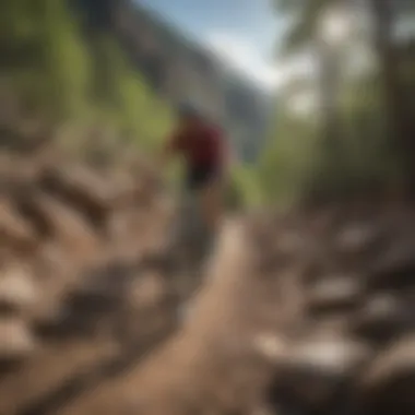 Cyclist navigating rocky terrain on advanced Glenwood Springs trail