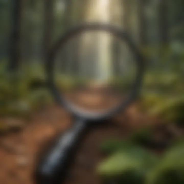 Detailed Abbreviation Examination Visual representation of a magnifying glass focusing on a single abbreviation