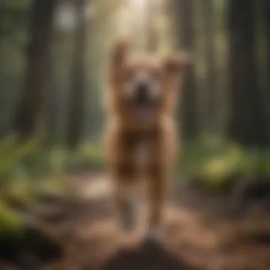 A dog playing fetch in a natural setting