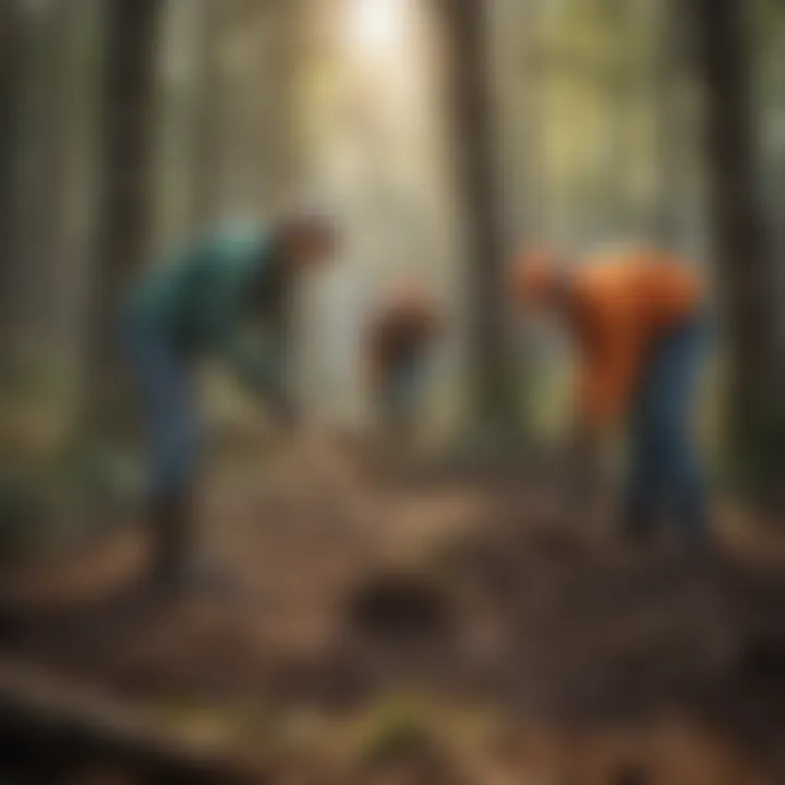 Volunteers planting trees in a community effort