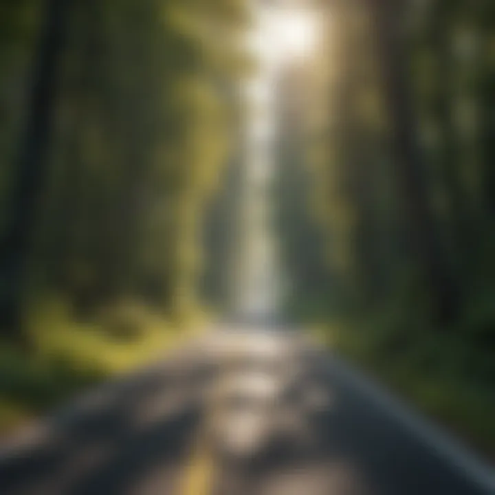 Nature and Safe Roads A scenic road surrounded by natural beauty, emphasizing the importance of environmental conservation.