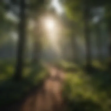 Drone flying over a lush forest canopy