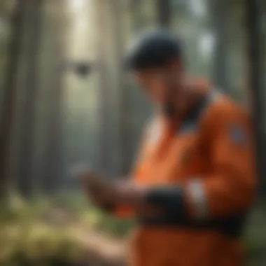Drone pilot checking flight regulations on a digital tablet