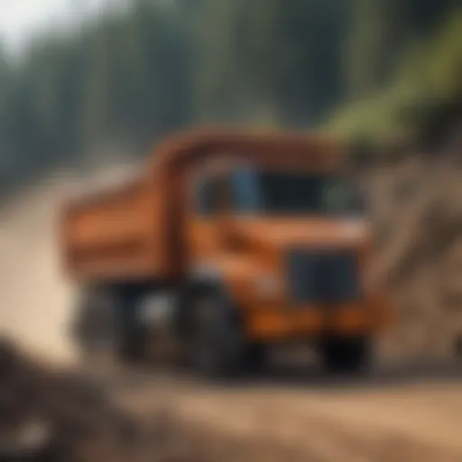 Dump truck on construction site