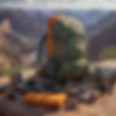 Essential gear for hiking the Grand Canyon laid out on a surface