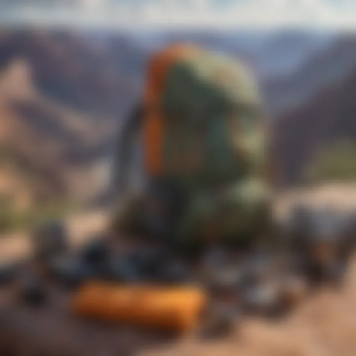 Essential gear for hiking the Grand Canyon laid out on a surface