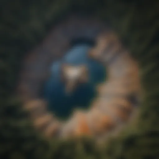 Aerial view of Eagle Creek Caldera showcasing its unique shape and geological features