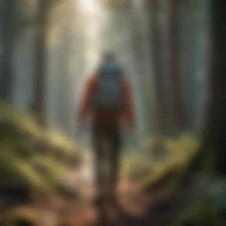 Practicing Environmental Responsibility While Hiking An eco-conscious hiker practicing Leave No Trace principles