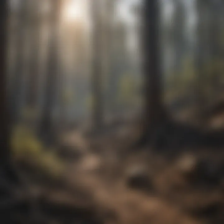 Regrowth of vegetation in the burn area highlighting ecological recovery