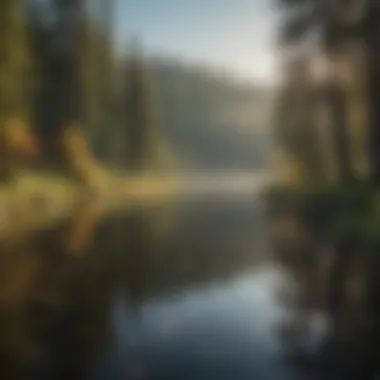 A serene lake setting ideal for trout fishing with natural surroundings