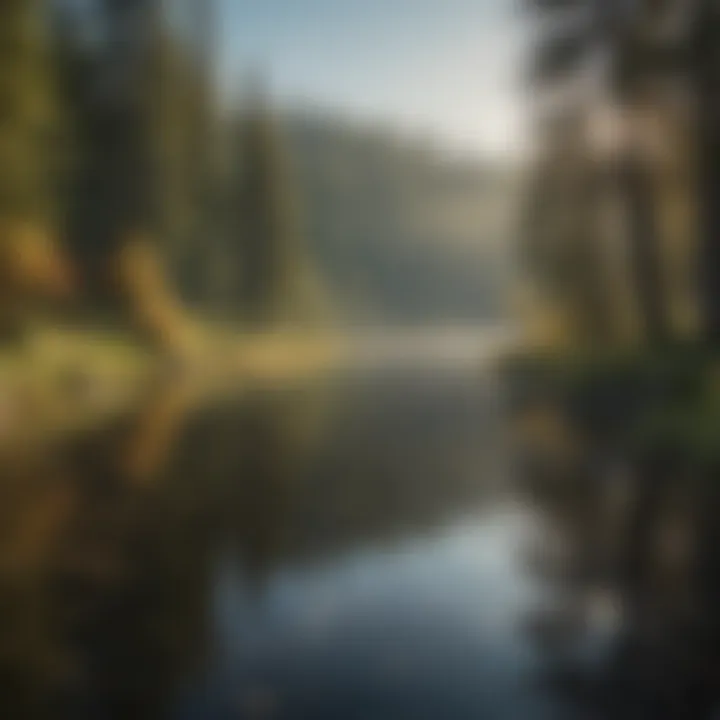 A serene lake setting ideal for trout fishing with natural surroundings
