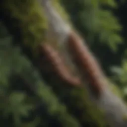 Bagworm caterpillar on tree foliage