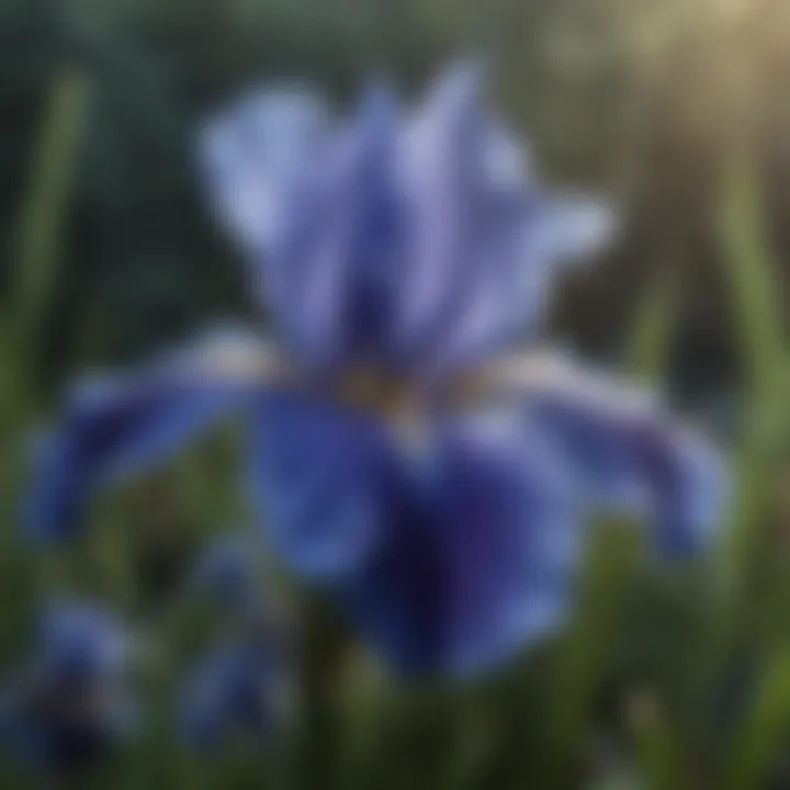 Elegant Blue Iris with Water Droplets