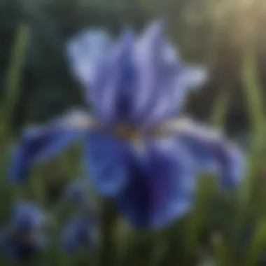 Elegant Blue Iris with Water Droplets Elegant Blue Iris with Water Droplets